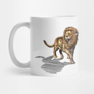 Roaring Lion  Drawing by a hand Mug